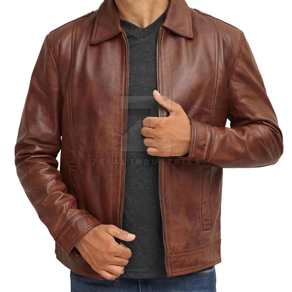 Men's Casual Leather Jacket — real Zefal Industries product photograph