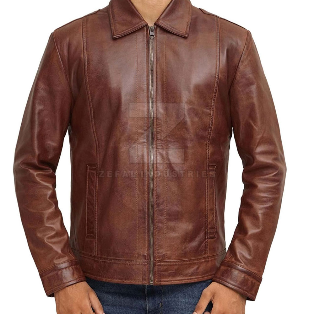 Men's Casual Leather Jacket — Zefal Industries product photograph 4 of 6