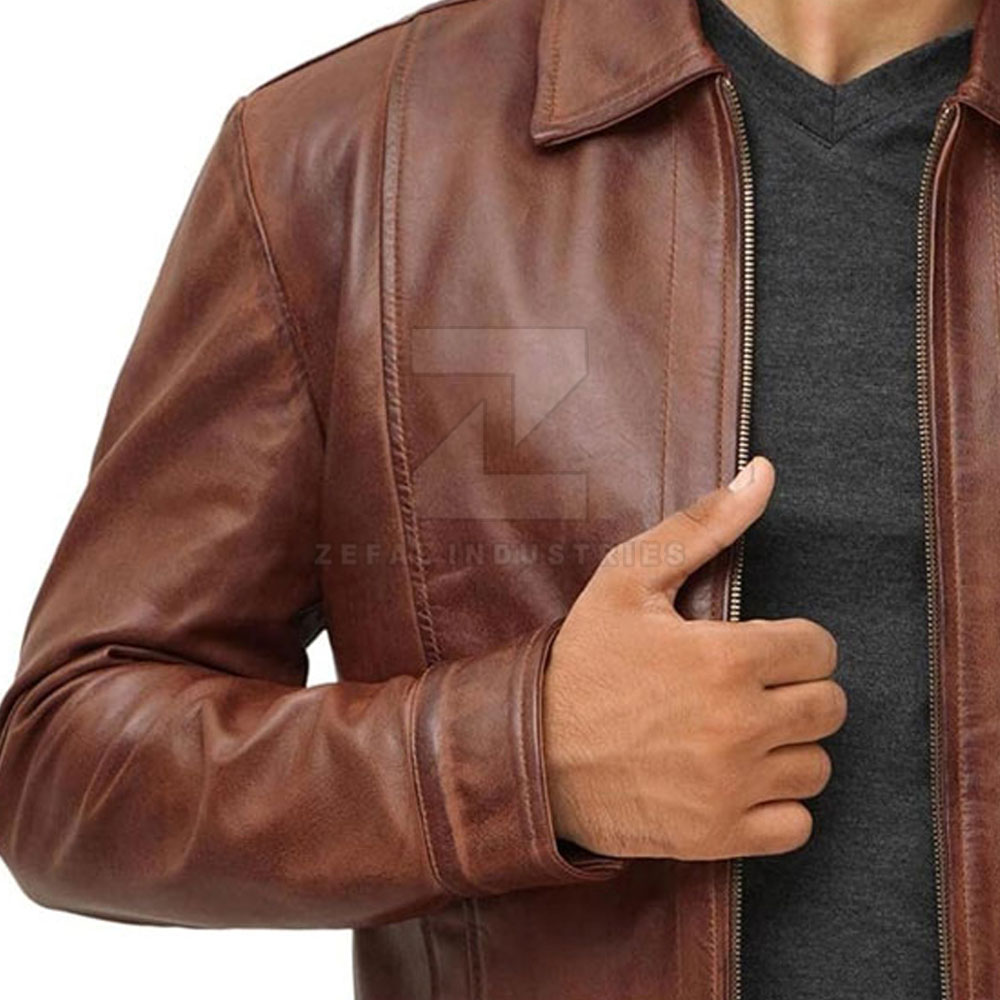 Men's Casual Leather Jacket — Zefal Industries product photograph 5 of 6